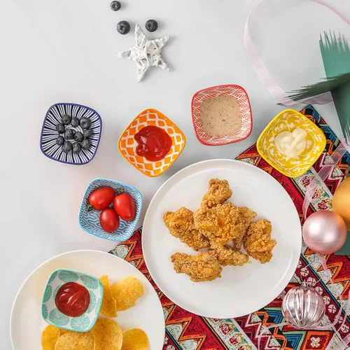 Miniatura 7 de KitchenTour - Juego de 6 cuencos de cerámica para salsa de soja de 3 onzas, cuencos de porcelana para condimentos, ketchup, soja, barbacoa, juego