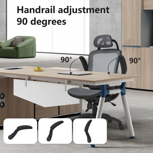 Miniatura 6 de PayLessHere Silla ergonómica de oficina para computadora, respaldo alto, con ruedas giratorias, de malla, con soporte lumbar, reposacabezas, brazos