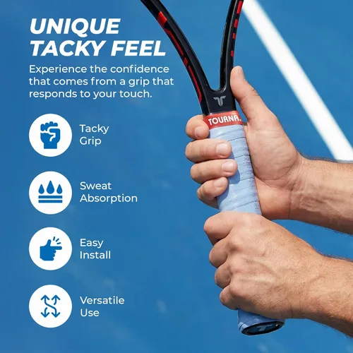 Miniatura 3 de Unique Sports Tourna Tac - 10 unidades de agarre de tenis con sensación pegajosa Azul