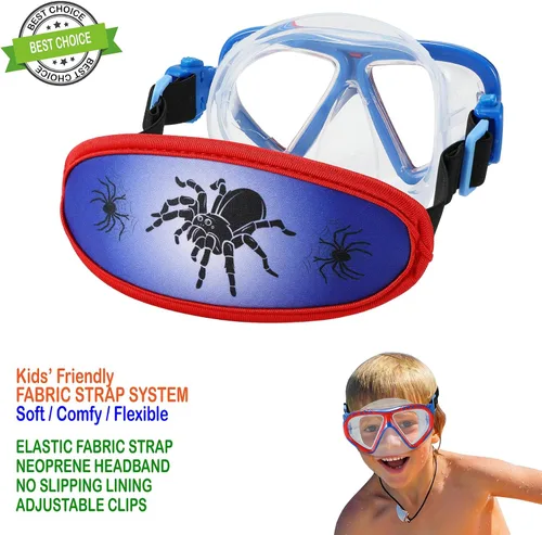 Miniatura 3 de Gafas de natación para niños pequeños, correa de tela, gafas de natación para niños de 3 a 6 años Araña