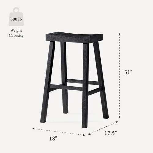 Miniatura 3 de Maven Lane Taburete de bar de cocina, moderno taburete de bar de madera de granja, sillas de isla de cocina, taburetes de bar de altura de bar