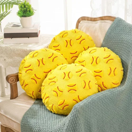 Miniatura 8 de Gerrii 4 almohadas deportivas de baloncesto, softbol, fútbol, voleibol, tenis, cojín de felpa esponjoso, regalo para noche de personas mayores