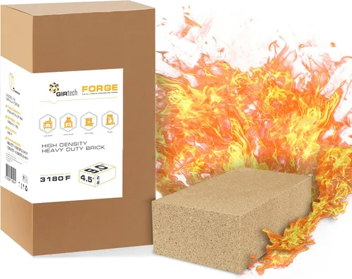 Forge Ladrillos Refractarios de Servicio Pesado 3200F - Paquete de 1 | Ladrillo Refractario Duro para Mampostería, Horno Aislante, Hoguera, Estufa