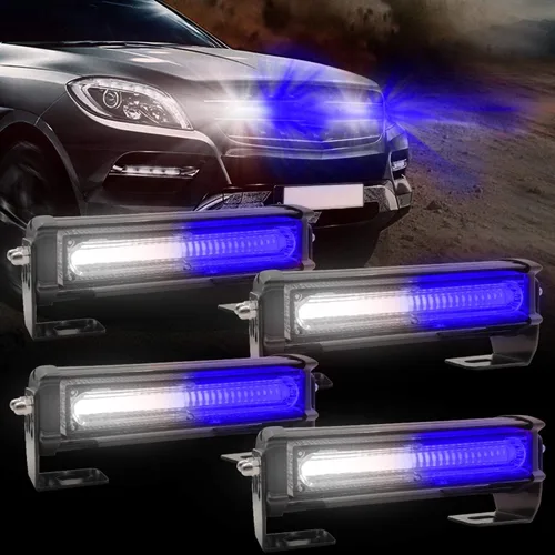 Miniatura 10 de Luces estroboscópicas de emergencia para vehículo, 4 en 1 LED de 32 W, montaje en superficie, barra de luz estroboscópica intermitente de Rojo