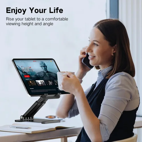 Miniatura 2 de Soporte para tableta Tonmom para iPad, soporte para tableta ajustable para escritorio, soporte para monitor portátil plegable compatible