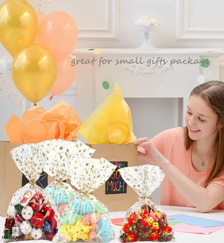 Miniatura 5 de 100 bolsas de regalo de celofán con estampado de estrellas, de 5 x 7 pulgadas, bolsas de regalo de celofán, bolsas de regalo de fiesta, bolsa
