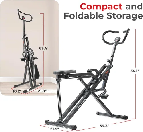 Miniatura 6 de Sunny Health & Fitness Row-N-Ride Squat Machines, Adjustable Resistance and Seating/Handle for Home Glutes Training, SunnyFit App Access Included