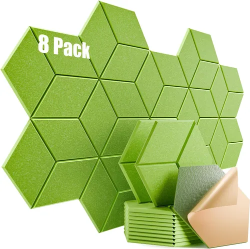 Miniatura 146 de Paquete de 12 paneles acústicos autoadhesivos de 12 x 10 x 0.4 pulgadas, paneles de espuma a prueba de sonido con alta densidad, diseño forrado