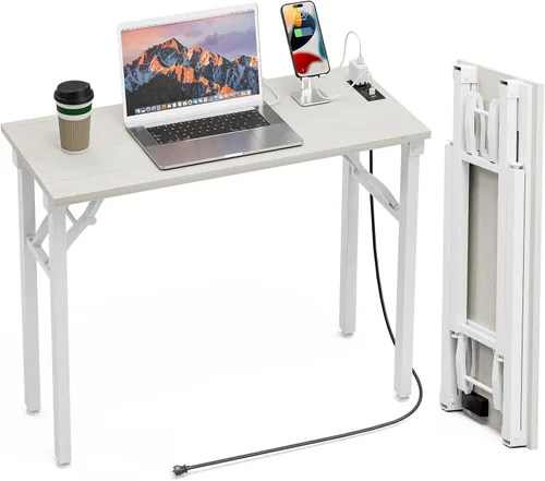 Miniatura 12 de TEMI Mesa de Computadora Pequeña Mesa Plegable - Escritorio de Oficina Plegable de 35.8", Sin Ensamblaje, Perfecto para Espacios Pequeños