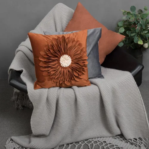 Miniatura 7 de OiseauVoler Funda de almohada decorativa de girasol 3D, fundas de almohada hechas a mano para sofá, casa de campo, decoración de sala de estar, 18 x