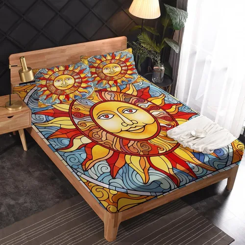 Miniatura 2 de Sun Sheets tamaño individual – Sábanas estéticas celestiales de microfibra suave, bolsillo profundo, sábanas y fundas de almohada estampadas sin