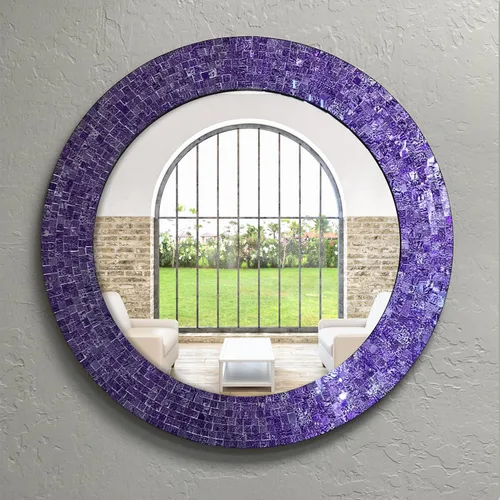 Miniatura 4 de Espejo de pared de mosaico de 24 pulgadas en ultra violeta, espejo de pared decorativo morado (ultra violeta)