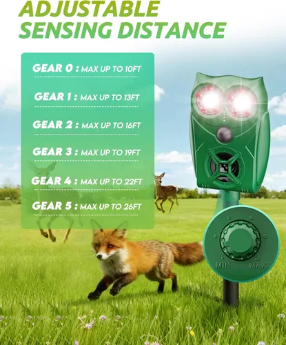 Miniatura 8 de Solar Ultrasonic Animal Repellent with Motion Sensor - Waterproof Deer Repellent Device with LED Lights for Yard, Effective Against Deer, Coyotes