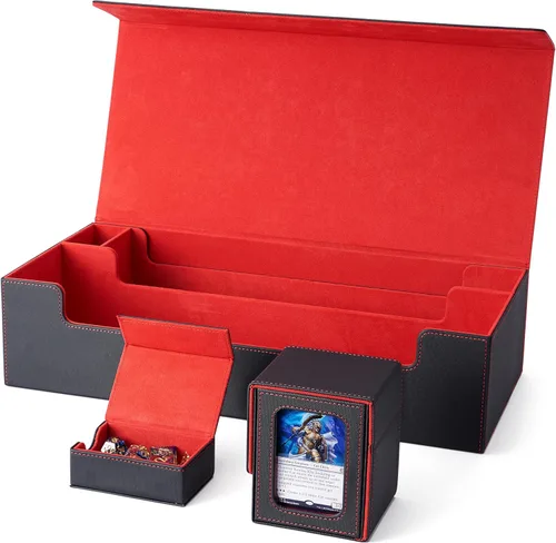 Miniatura 7 de Venssu MTG Caja de cubierta para pantalla Commander, caja de cartas para 100 tarjetas de doble funda, almacenamiento de tarjetas TCG con 2 divisores