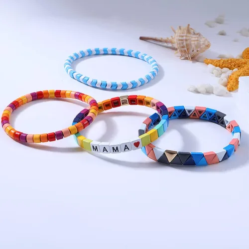 Miniatura 3 de Dvacaman Juego de 3 pulseras elásticas esmaltadas