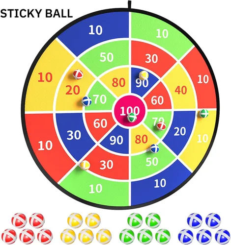 Miniatura 5 de TEMI - Tablero de dardos grande de 29 pulgadas para niños, juguetes para niños con 20 bolas, juguetes de juego de fiesta para interiores