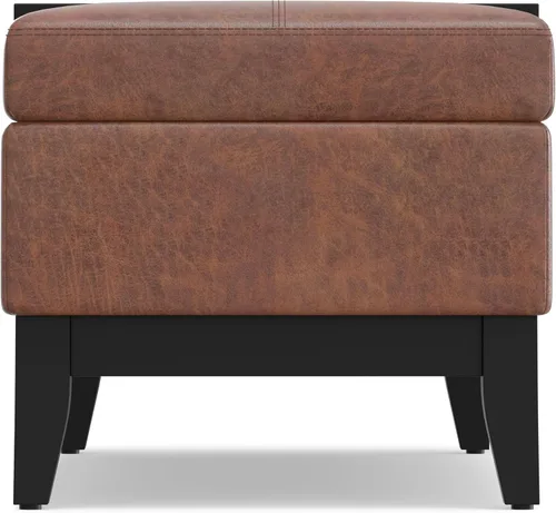 Miniatura 12 de SIMPLIHOME Oregon - Banco otomano de almacenamiento con bandeja, banco otomano rectangular de cuero vegano de 42 pulgadas de ancho, color marrón