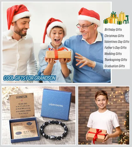 Miniatura 6 de Pulseras hechas a mano para hombres, regalos geniales para él, novio, marido, papá, hijo, abuelo, nieto, hermano, relleno de calcetines de Navidad