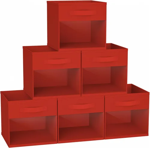 Miniatura 10 de DIMJ Cubo de almacenamiento, 6 paquetes de contenedores plegables con asas, contenedores de tela para organización, cubos organizadores