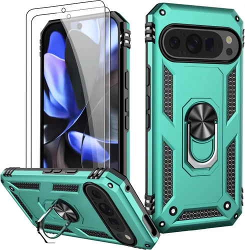 Miniatura 53 de LUMARKE Funda para Google Pixel 5 con protector de pantalla, pasa 16 pies, probada en caídas, grado militar, con soporte de anillo magnético, Rojo