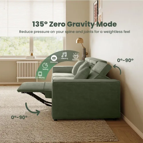 Miniatura 4 de Silla reclinable eléctrica de 53 pulgadas, moderno sofá reclinable para sala de estar o dormitorio, asientos de tela de alto rendimiento