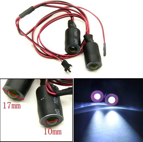 Miniatura 13 de QUE-T Faro LED de ojos de ángel y ojos de demonio de 0.512 in, 2 luces LED para autos de oruga 1:10 modelo RC (azul + blanco, 0.512 in)