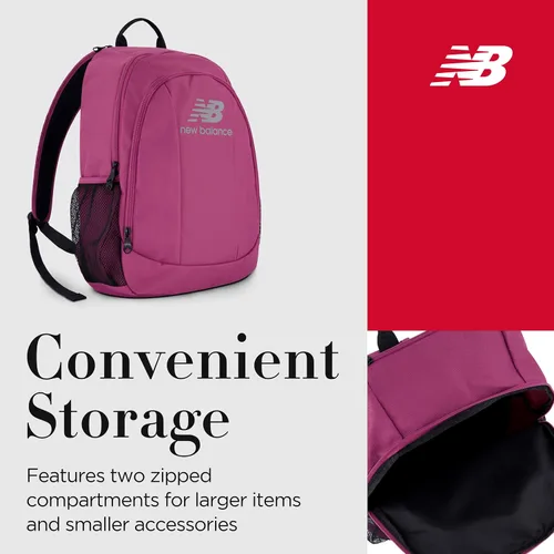 Miniatura 3 de New Balance Mochila para laptop, bolsa de viaje para hombres y mujeres, color borgoña, 19 pulgadas