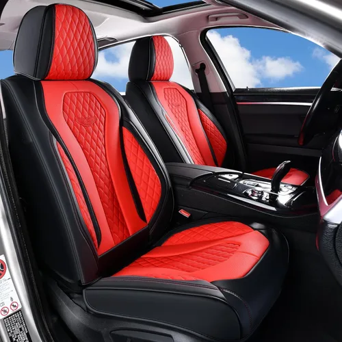 Miniatura 24 de Coverado Fundas de Asiento, Fundas de Asiento de Coche para Asientos Delanteros, Funda de Asiento de Coche Roja, Fundas de Asiento de Coche Rojo