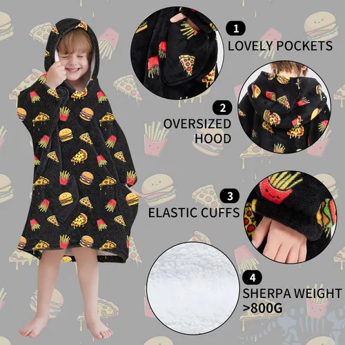 Miniatura 3 de Mewkou Manta con Capucha Portátil para Niños Sudadera con Capucha de Sherpa Extra Grande para Niños, Niñas y Niños Pequeños de 2 a 6 años