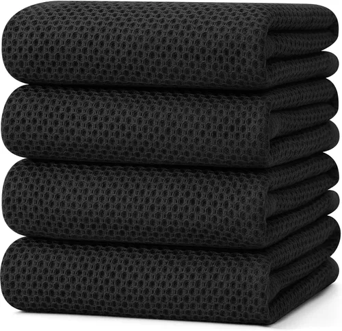 Miniatura 161 de Kitinjoy - Paños de cocina de 100 % algodón, tela de tejido gofrado, paño de limpieza ultrasuave, absorbente y de secado rápido. Gris Oscuro