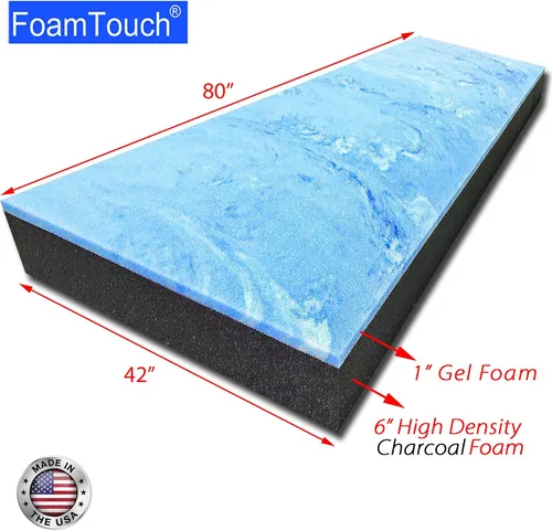 Miniatura 50 de FoamTouch Colchón litera de 7 pulgadas de alto x 28 pulgadas de ancho x 72 pulgadas de largo (solo espuma), carbón, sin funda