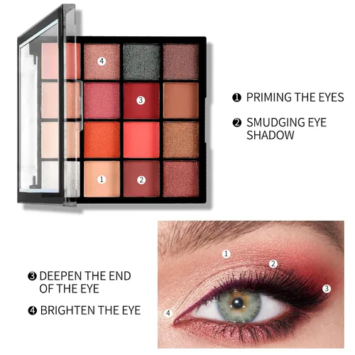 Miniatura 5 de Boobeen Paleta de Sombras de Ojos Colorida Maquillaje-16 Colores, Sombra de Ojos Mate y con Brillantina, Paletas de Sombras de Ojos Brillantes