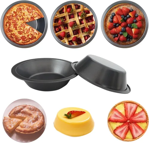 Miniatura 3 de Paquete de 8 mini moldes para tartas de 5 pulgadas, pequeños moldes redondos de metal, acero al carbono antiadherente, bandeja para hornear