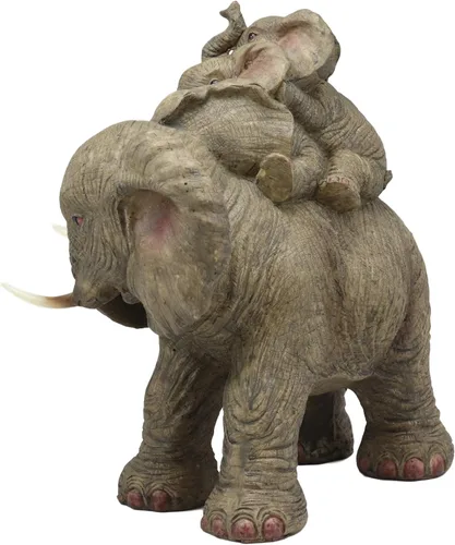 Miniatura 5 de Ebros - Estatua de elefante de vida silvestre y 2 terneros a cuestas, 10.5 pulgadas de alto, resina de safari, elefantes, escultura familiar