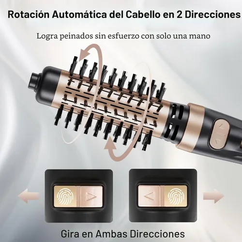 Miniatura 3 de Beautimeter Cepillo Secador de Pelo 3 en 1, Cepillo Secador Rotativo con Cepillos de 2 Pulgadas y 1.5 Pulgadas Dorado