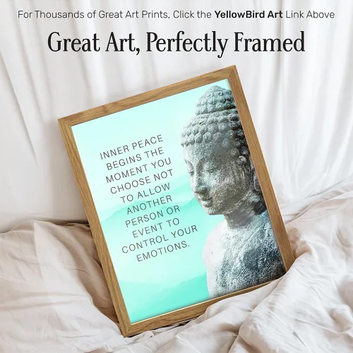 Miniatura 2 de Impresión artística de estatua de Buda del budismo ENMARCADA - Decoración de pared con cita zen inspiradora y motivacional para baño, hogar
