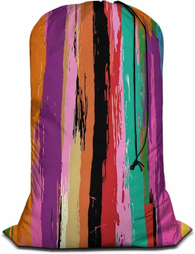Swono Rainbow Colors - Bolsa plegable para ropa sucia, diseño de rayas coloridas, salpicaduras de pintura, bolsa plegable para ropa sucia Colores