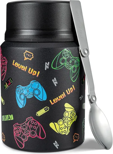 Miniatura 8 de Charcy Termo de 17oz para alimentos calientes, sopa termo contenedor de alimentos para lonchera con cuchara plegable ZB - Negro