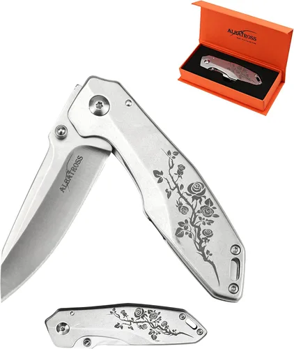 Miniatura 9 de ALBATROSS - Cuchillo de bolsillo plegable de acero Damasco para el Día del Padre, Día de la Madre y regalo de cumpleaños para él, cuchillo de garra