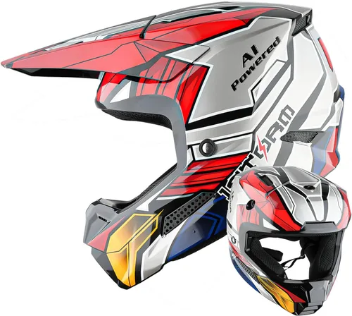 1Storm - Casco de motocross para jóvenes, ATV, BMX, MX, motocicleta todoterreno, kart, adolescente, Zaku Mecha, color rojo Juventud Mecha Rojo