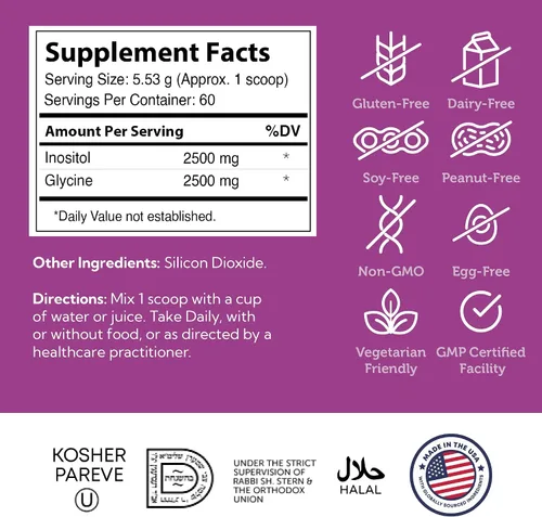 Miniatura 5 de Zahler Inositol Powder - Mentalidad saludable y apoyo del sistema nervioso para mujeres - Inositol y glicina para apoyar la función hepática