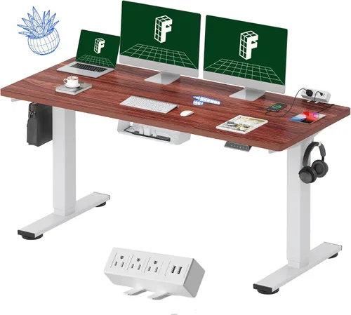 Miniatura 58 de FLEXISPOT EN2 Escritorio de pie de una pieza completa con regleta de alimentación de abrazadera, escritorio eléctrico de altura ajustable de 40 x 24