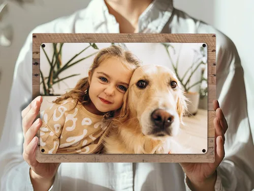 Miniatura 2 de MUNDAZE Impresión de metal de retrato personalizado en marco de paleta de madera recuperada – Regalo de foto familiar personalizado – Recuerdo