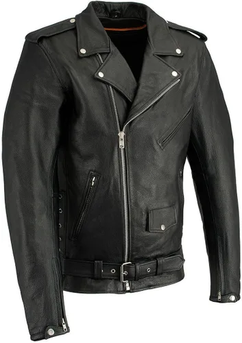 Miniatura 16 de Milwaukee Leather LKM1781 - Chaqueta de motocicleta clásica premium para hombre The Legend en negro con forro acolchado de piel Grm1011-negro
