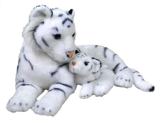 Wild Republic Mom & Baby - Peluche de tigre blanco, juguete de peluche, regalos para niños, animales de zoológico, 11 pulgadas