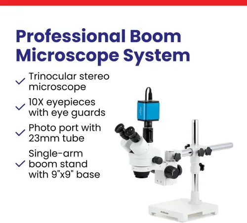 Miniatura 7 de AmScope SM-3T microscopio estéreo trinocular profesional con zoom estereoscópico SM-3T con control simultáneo de enfoque, oculares WH10x, aumento