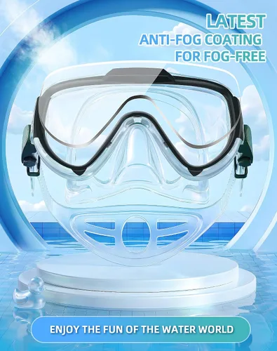 Miniatura 3 de Gafas de natación para adultos y niños, gafas de natación antivaho con cubierta para la nariz, sin fugas, máscara de buceo de esnórquel transparente