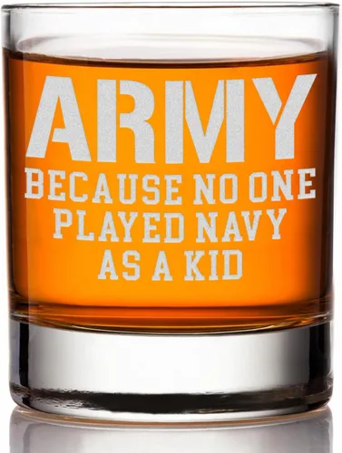 Divertido vaso de whisky del ejército de los Estados Unidos – Regalos militares grabados para papá – 11 oz Army Because Nadie nunca jugó a la marina