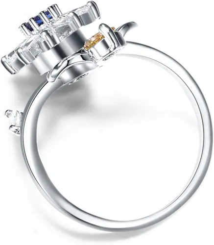 Miniatura 6 de Anillo ajustable para mujer anillo de piedra natal circonita cúbica anti ansiedad apertura de flores y abejas anillo giratorio para niña anillo