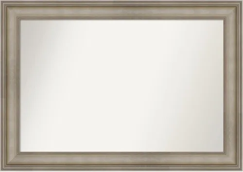 Miniatura 196 de Amanti Art Espejo de baño plateado para sobre el fregadero, 26 x 26 pulgadas, espejo cuadrado de plata antigua, marco de madera tradicional mediano